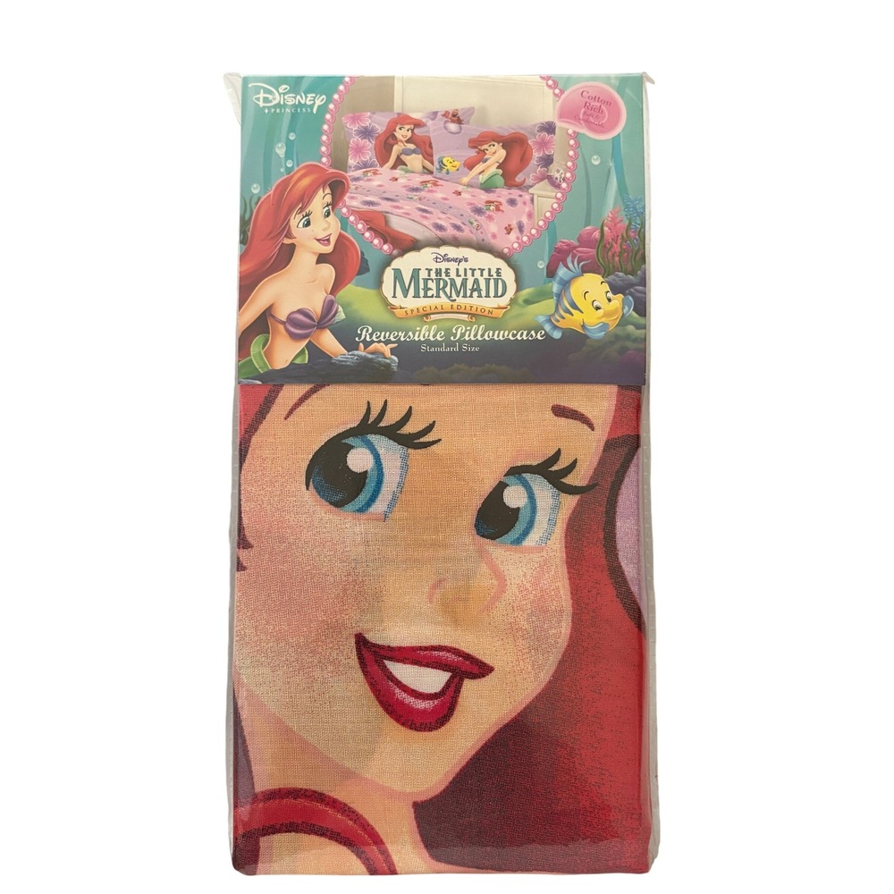 Disney Little Mermaid Ariel Reversible Pillowcase Forever Friends Standard Size